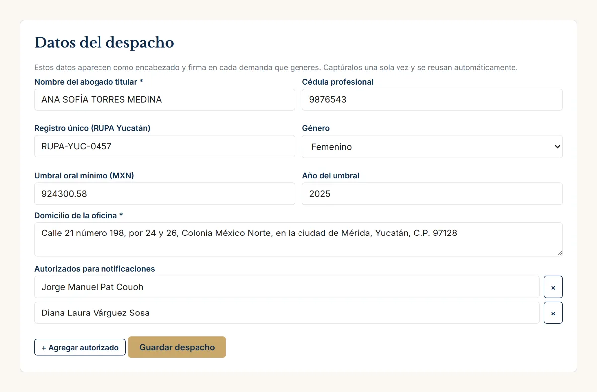 Tu despacho, capturado una sola vez