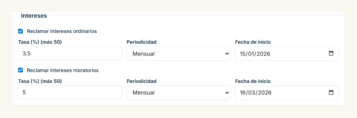 Intereses conforme a la LGTOC